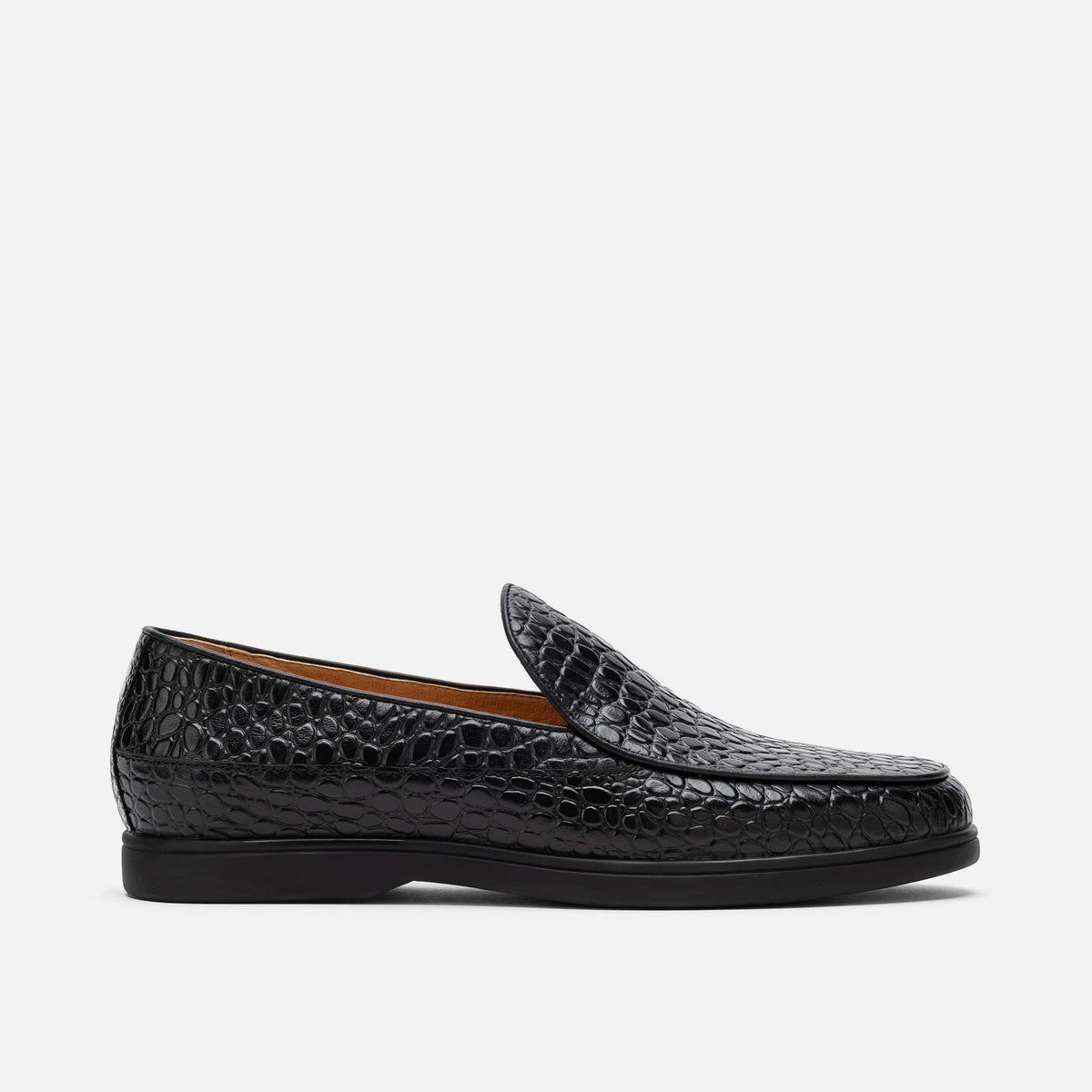 Marc Nolan Alessandro Black Croc Leather Venetian Loafers